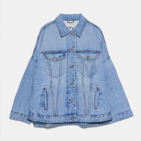 Zara oversized sherpa lined denim jacket - Picture 5 of 16